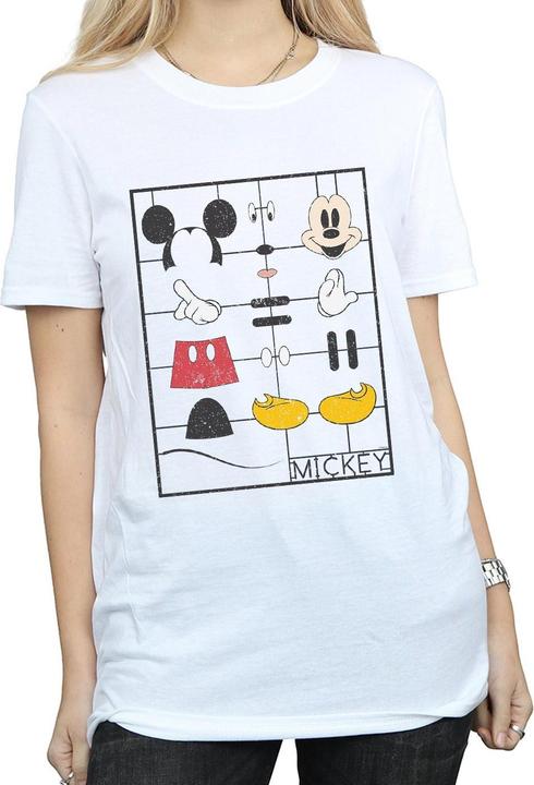 Actual product image Disney Womens/Ladies Mickey Mouse Construction Kit Cotton Boyfriend T-Shirt (3XL)