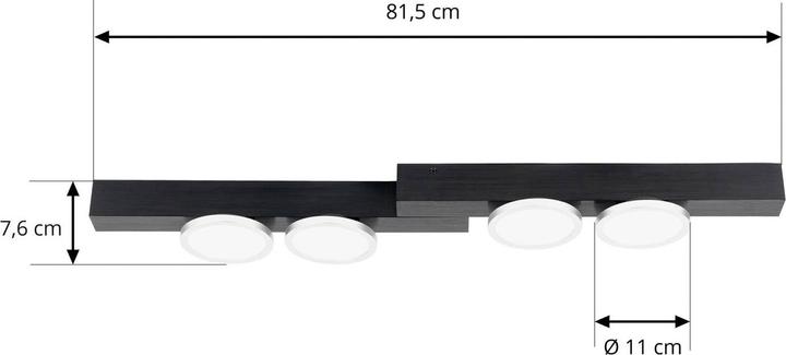 Produktbild Lucande Kellino Deckenleuchte, 4-flammig, schwarz (600 lm, GU10)