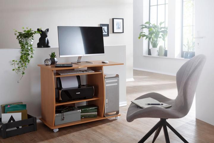 Actual product image FineBuy Desk with Wheels Beech 90 x 71 x 50 cm with Keyboard Excerpt | Laptop Table on Lockable W...