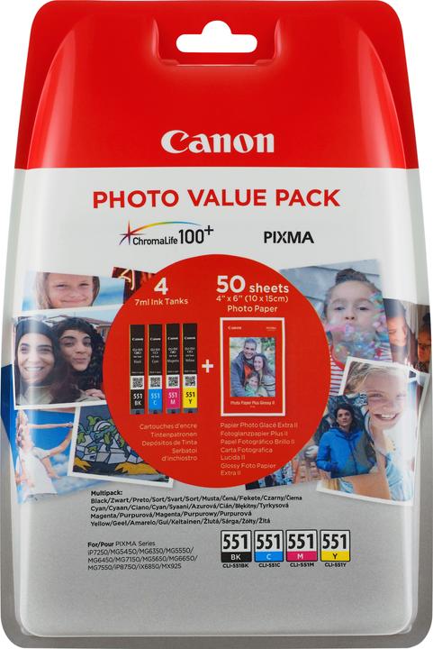 Actual product image Canon CLI-551 Value Pack (C, M, Y, BK)