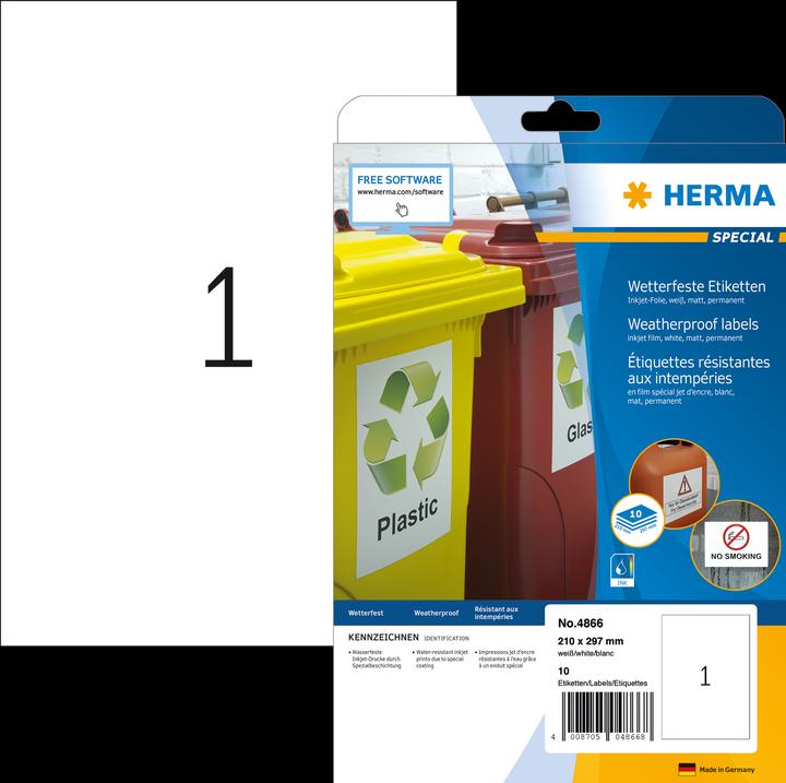 Produktbild HERMA Wetterfeste Inkjet Etiketten A4