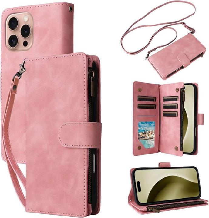 Immagine prodotto Cover-Discount iPhone 16 Pro - Custodia a portafoglio con cordino (Apple iPhone 16 Pro)