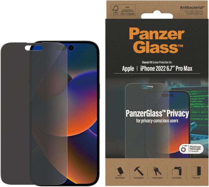 Immagine prodotto PanzerGlass Classic Fit Privacy (1 Pezzo/i, Apple iPhone 14 Pro Max)