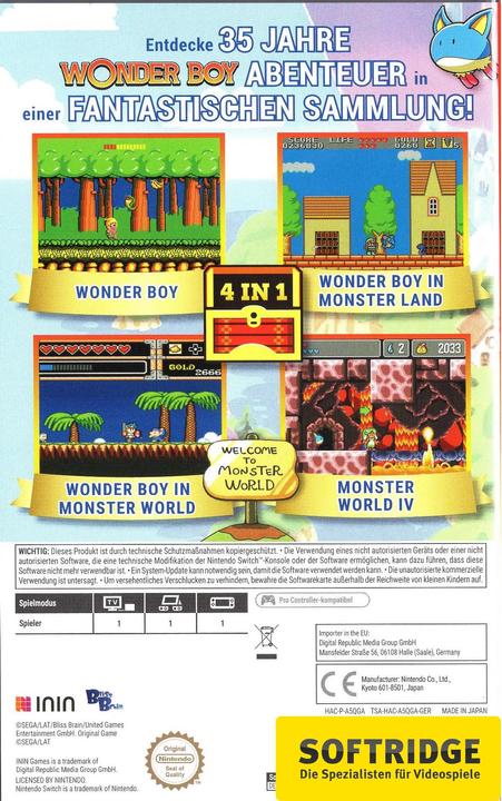 Produktbild ININ Games Wonder Boy Collection (Switch, Switch Lite, Switch OLED, DE)