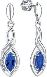 Actual product image Brilio Silver - Silver dangling earrings withue crystals 436 001 00573 04