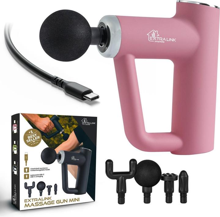 Image du produit Extralink Masseur Mini Pink | Masseur | 4 embouts interchangeables