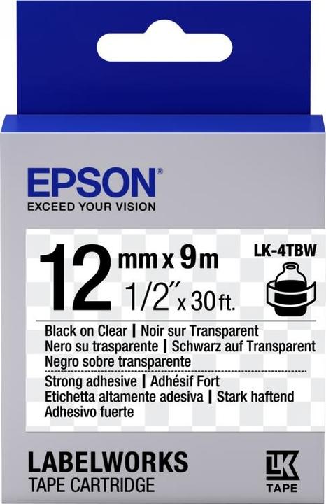 Epson Label Cassette Lk-4tbw (1.20 cm, Black)