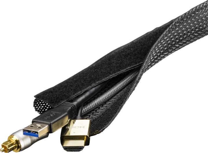 Produktbild Deltaco LDR19 cable organizer Desk/Wall Cable sleeve Black 1 pc(s) (Kabelschlauch, 300 cm)