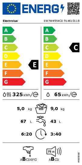 Energy Label Electrolux EW7W4954CA (8 kg)