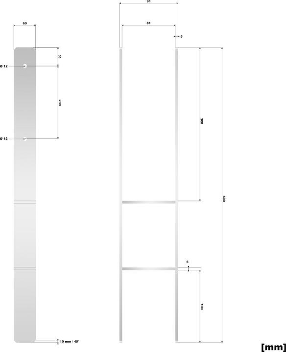 Produktbild XPOtool Pfostenträger feuerverzinkt 81x600mm H-Anker Pfostenanker Pfostenschuh