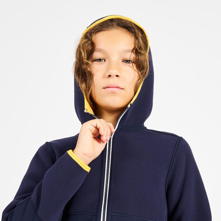 Produktbild Tribord Fleecejacke Segeln Kinder warm wendbar 500 marineblau/gelb (3, 4)