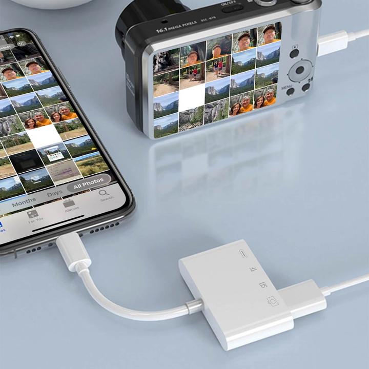 Image du produit Avizar Lightning iPhone / iPad Adaptateur lecteur de carte pour USB / Micro-SD /Lightning - Blanc