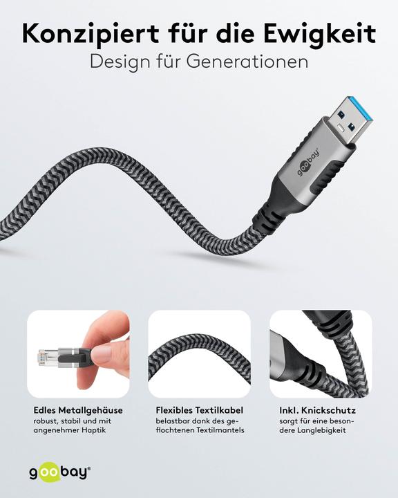Image du produit Goobay Câble Ethernet USB-A vers RJ45 (USB, RJ45 (1x))