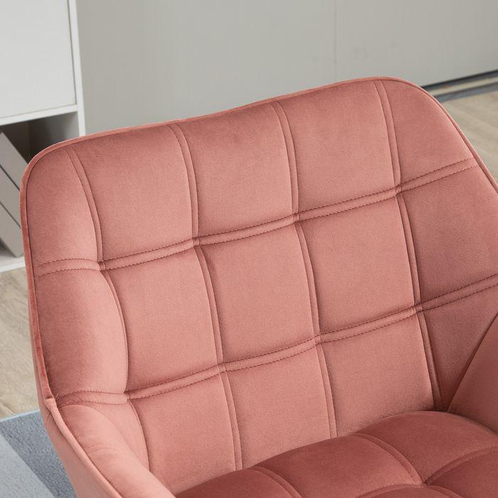 Image du produit Swisshandel24 Fauteuil simple Fauteuil relax aspect velours, pieds surélevés Fauteuil scandinave rembourré, rose