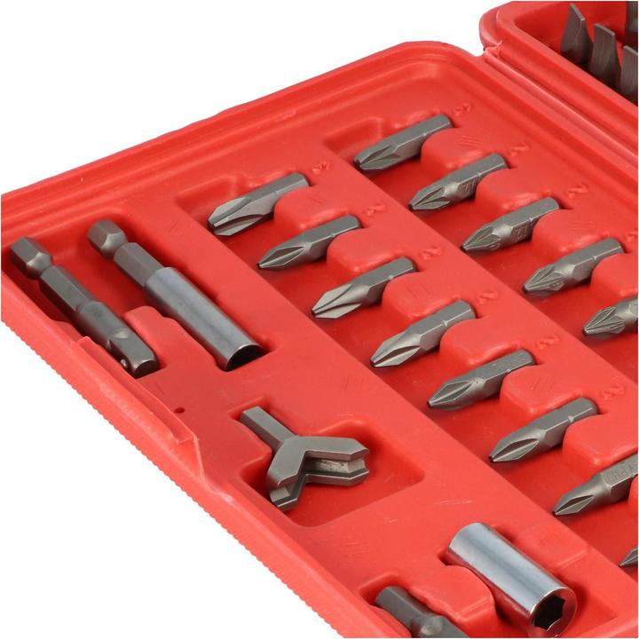Produktbild FixPoint Bitsatz 100-teilig aus hochwertigem Werkzeugstahl (Innensechsrund TX M20, Innensechsrund TX M27, Innensechsrund TX M30, Innensechsrund TX M10, Innensechsrund TX M15, Innensechsrund TX M25, Innensechsrund TX M40, Kreuz Pozidriv PZ M1, Kreuz Pozidriv PZ M2, Kreuz Pozidriv PZ M3, Kreuz Pozidriv PZ M0, Innensechsrund TX M6, Innensechsrund TX M8)