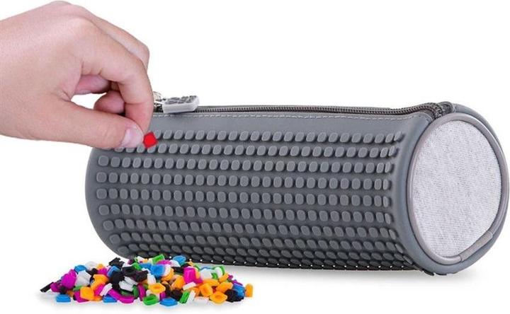 Actual product image Case Round Pencil Case with Zipper and Grey Panel