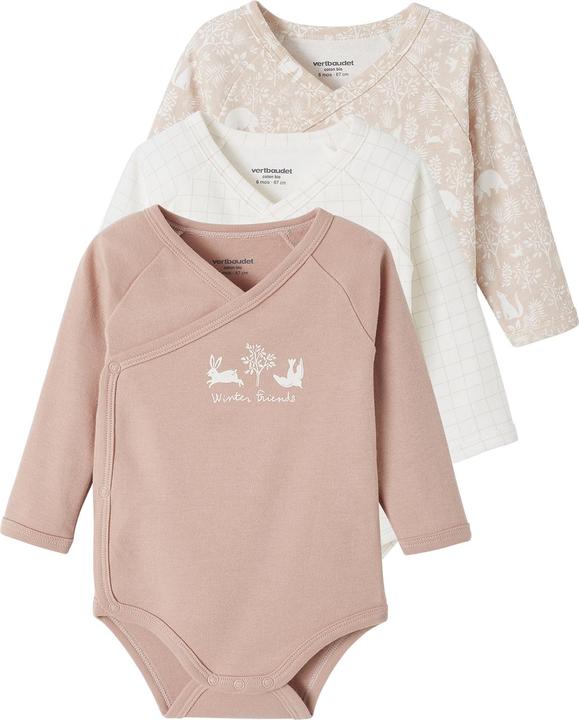 Vertbaudet 3er-Pack Baby Wickelbodys, Bio-Baumwolle (44)