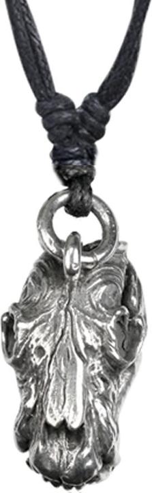 Produktbild Star Piercing Halskette schwarz Anhänger silber Löwenschädel (Messing)