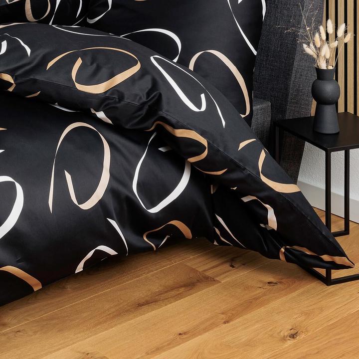 Immagine prodotto Janine Mako-Satin Bettwäsche J.D. 87102 schwarz beige (Copripiumino, 80x80 cm, 135x200 cm)
