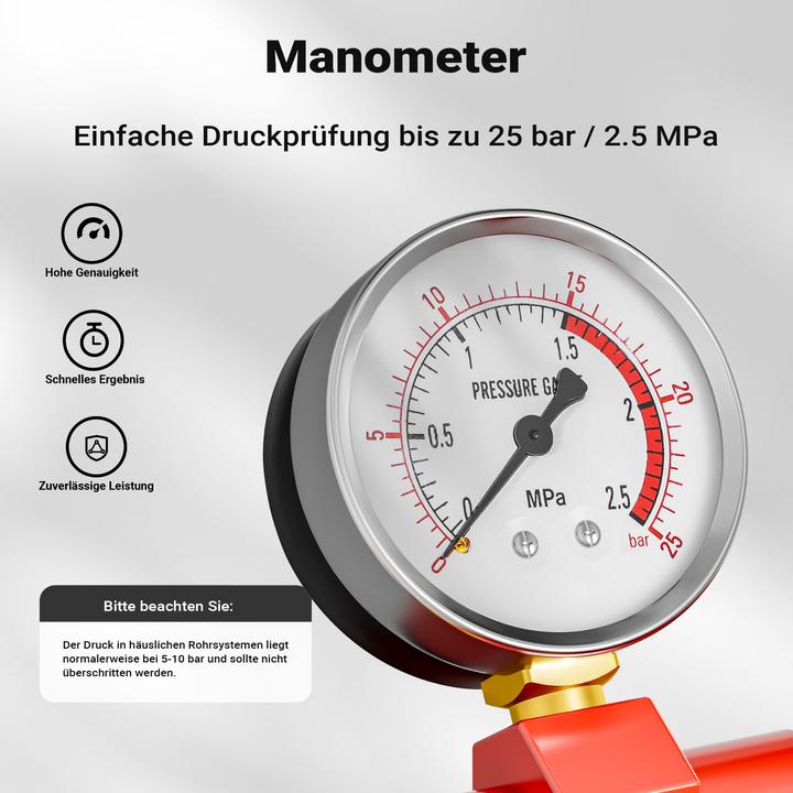 Produktbild Wiltec Befüllpumpe Prüfpumpe 25bar Abdrückpumpe Druckprüfpumpe Heizung Solar (Hauswasserpumpe)