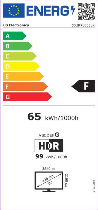 Energie-Label LG UHD 50" UR78 Serie 50UR78006LK, 4K TV, 3 HDMI, SMART TV 2023 (50", LED, 4K)