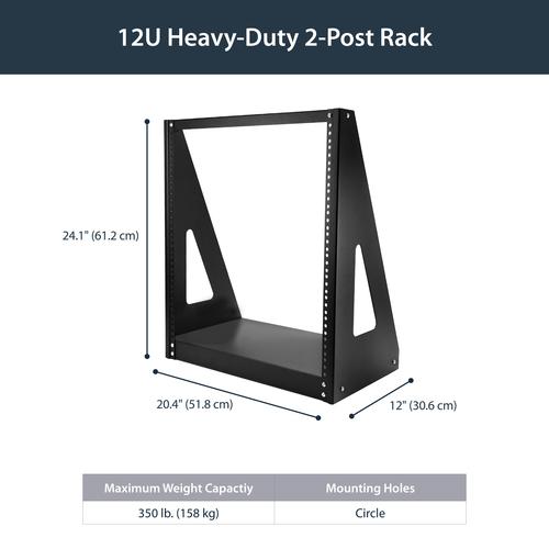 Produktbild StarTech 2 Pfosten Schwerlast Rack - Open Frame Server Rack - 12HE (12 HE, 19 Zoll Rack)