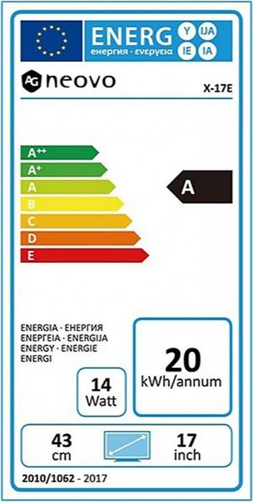 Etichetta energetica AG neovo X-17E 17IN 1280 X 1024 250CD (1280 x 1024 pixel, 17")
