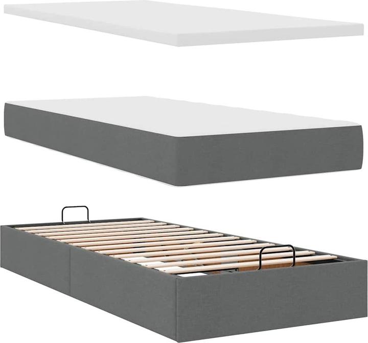 Produktbild VidaXL Ottoman-Bett mit Matratzen Dunkelgrau 160x200 cm Stoff (160 x 200 cm)
