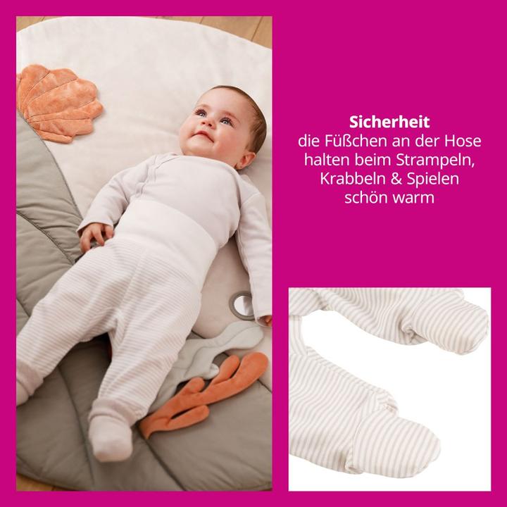 Actual product image La Loona LaLoona baby romper trousers 2-pack - Stripes - Light Taupe - (62)