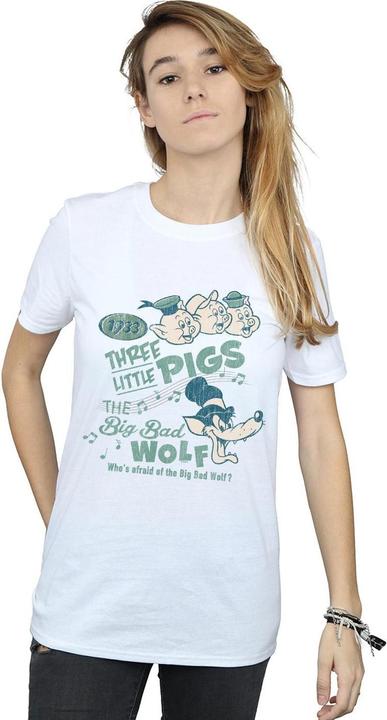 Actual product image Disney Womens/Ladies Three Little Pigs Who's Afraid Of The Big Bad Wolf Cotton Boyfriend T-Shirt (L)