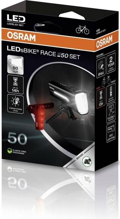 Image du produit Osram Kit d'éclairage vélo RACE 50 SET LED rechargeable Noir (100 lm, 100 lm)