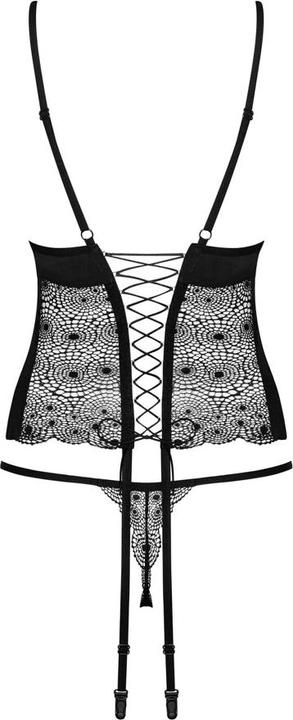 Productafbeelding Obsessive Sharlotte korset & string zwart L/XL (XL)