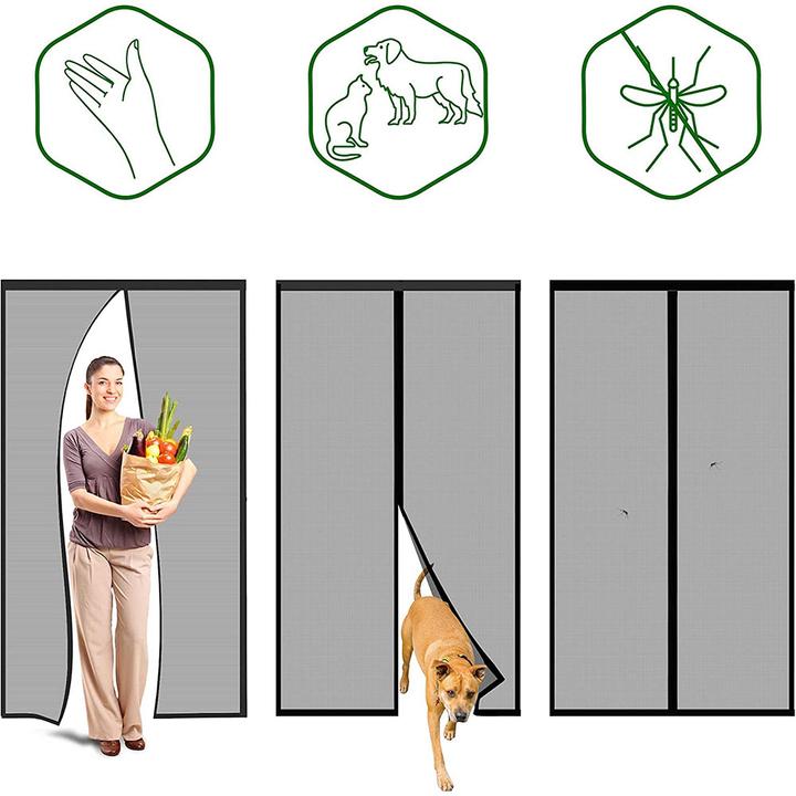 Actual product image Werkstein Magnetic door insect screen fly curtain mosquito net (140 x 240 cm)