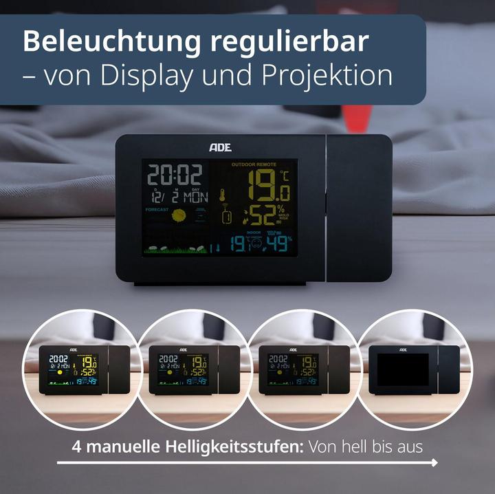 Produktbild ADE Digitale Wetterstation m. Projektion schwarz