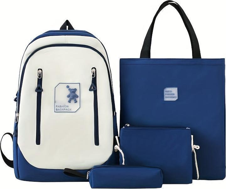 Only-Bags.Store 4-piece bag set in contrasting colours, rucksack + shoulder bag + clutch + pencil case