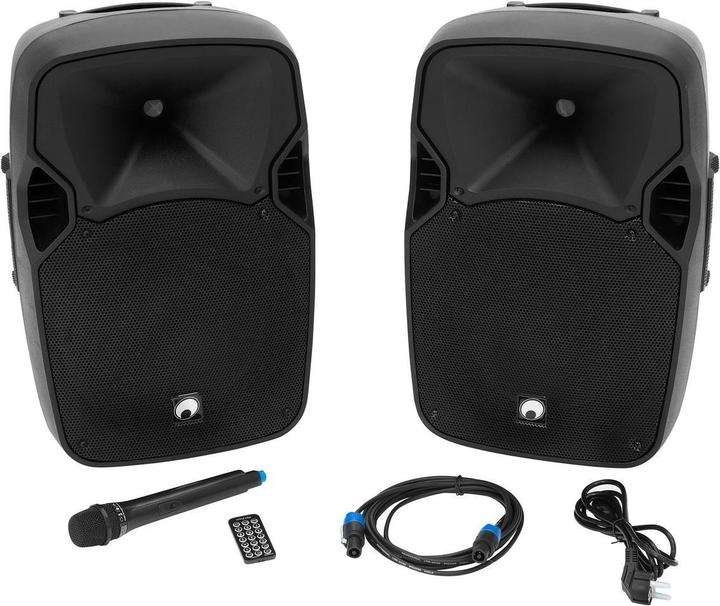 Produktbild Omnitronic Aktives PA Lautsprecher Set XFM 212AP Bluetooth, inkl. Mikrofon, Trolley Funktion (Aktiv, 1x 150 W)