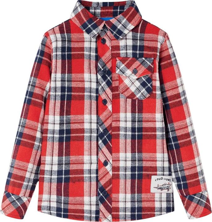 Image du produit VidaXL Chemise à carreaux rouge et bleu marine pour enfants 116,Matière : 100 (116)