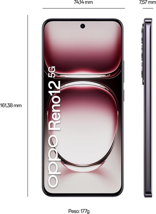 Produktbild OPPO Reno12 5G (256 GB, Black Brown, 6.69", Dual SIM, 50 Mpx, 5G)