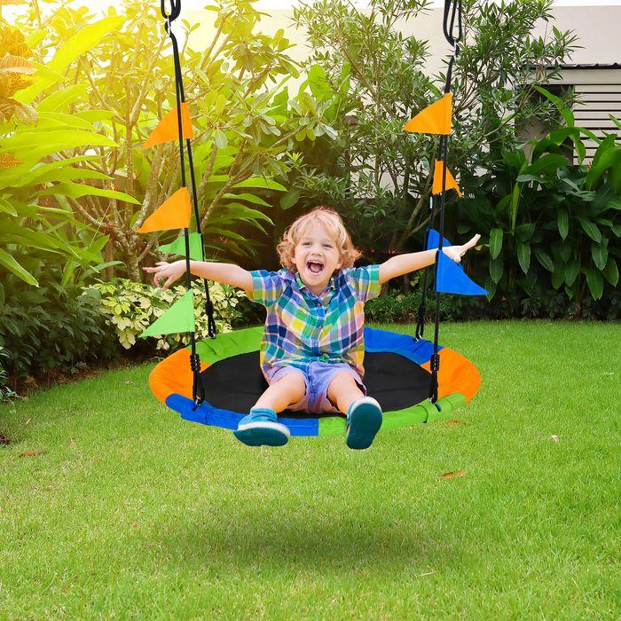Produktbild Swisshandel24 Ø100 cm Nestschaukel Tellerschaukel Kinderschaukel Gartenschaukel bis 80 kg Outdoor belastbar für 3+