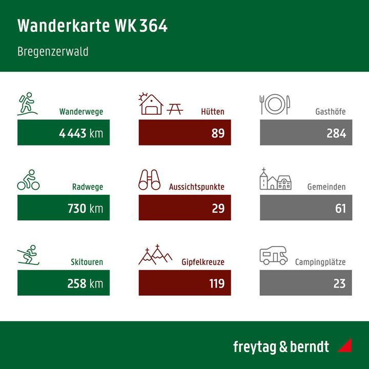 Immagine prodotto Bregenzerwald, carta escursionistica, ciclistica e del tempo libero 1:50.000, freytag & berndt, WK
