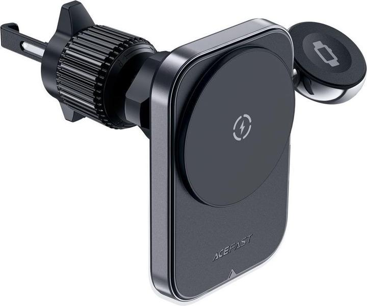 Actual product image Acefast D18 car holder with MagSafe / Qi inductive charger + USB-A USB-C cable - black