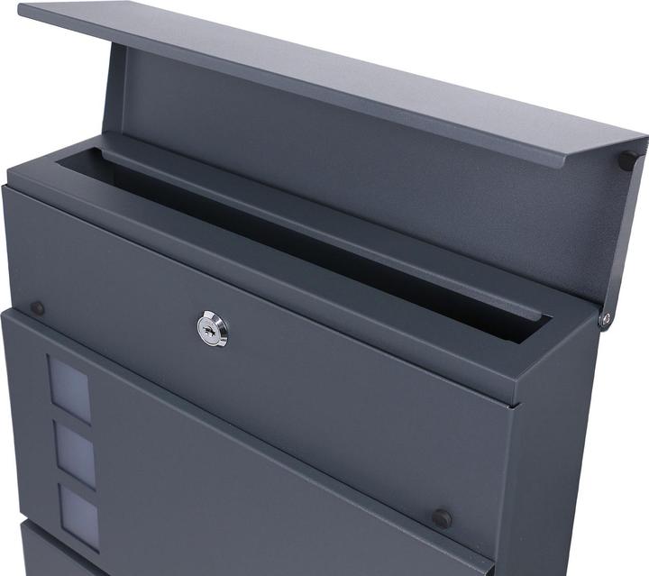 Produktbild Wiltec Briefkasten V48 Anthrazit Edelstahl 370x105x370mm pulverbeschichtet Wand