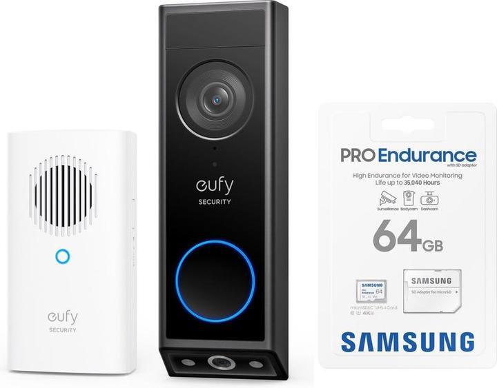 eufy E340 2K Wireless video doorbell including chime + samsung microSDXC 64GB Pro - discount bundle