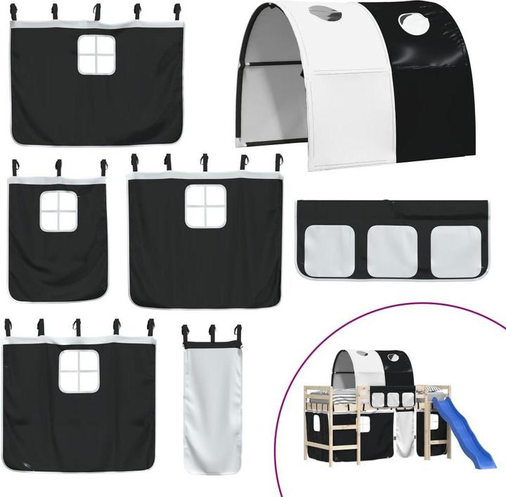 Actual product image VidaXL Curtains for loft bed with tunnel white and black