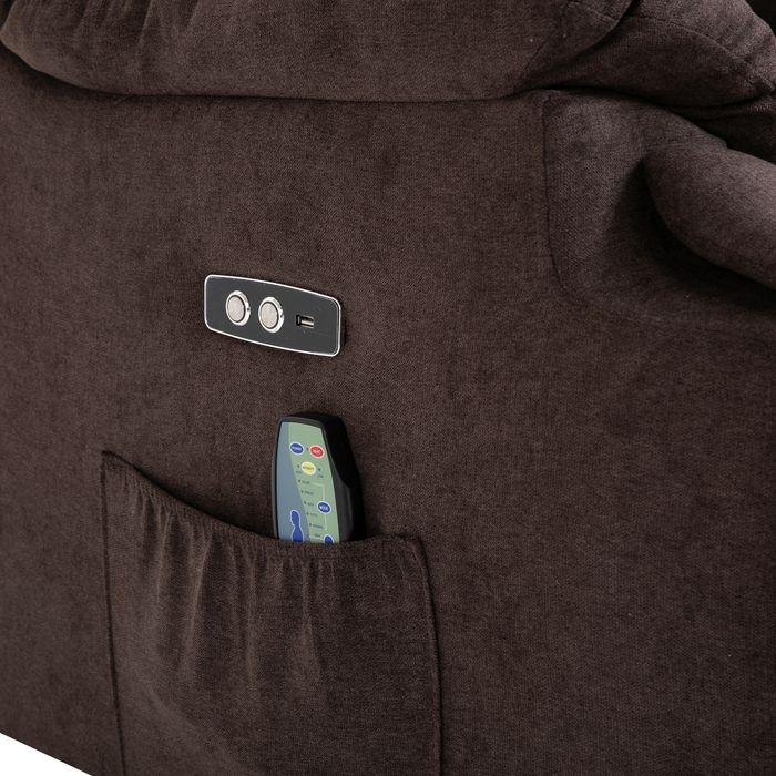 Produktbild Swisshandel24 Massagesessel mit Aufstehhilfe, Wärme, USB-Fernbedienung, Braun 83x95x105cm