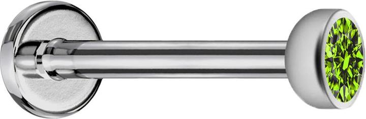 Star Piercing Micro Labret Innengewinde silber mit Halbkugel Kristall hellgrün (Titan G23, ohne Messing)