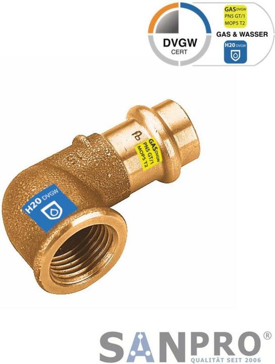Sanpro CUPRESSK Pressfitting 90° Winkel - Bogen mit Innengewinde V 12 - 1/2" (Pressverbindung)