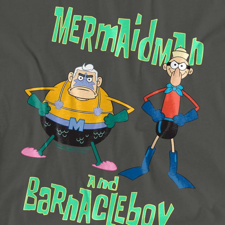Immagine prodotto Spongebob Squarepants Maglietta L'Uomo Sirena e il Ragazzo Barnacle Adulto Unisex (M)