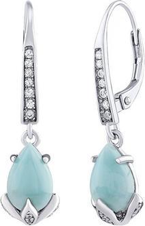 Silvego Clarissa Sterling Silver Earrings with Genuine Larimar and Brilliance Zirconia JJJ1267ELR