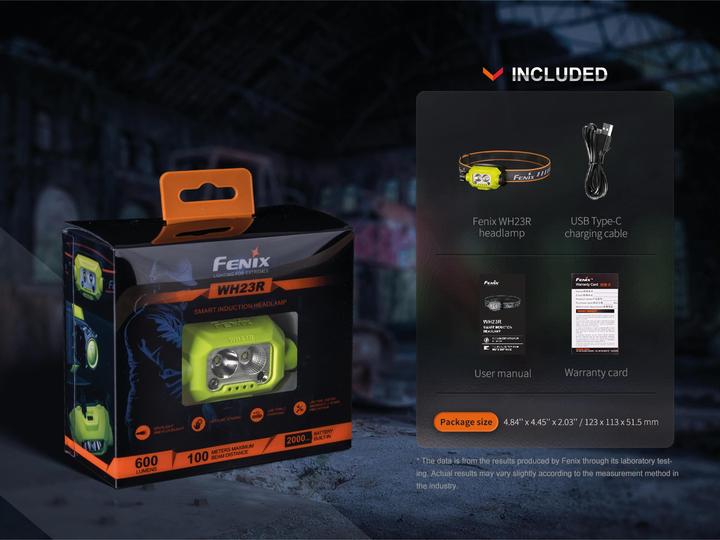 Actual product image Fenix WH23R Headlamp Gesture Sensor Function (600 lm)